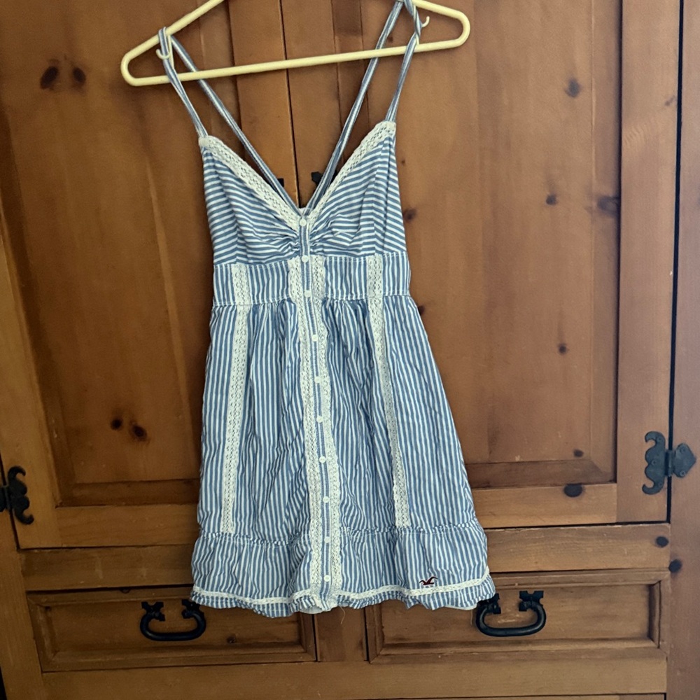 Hollister Striped Midi Dress with Lace Accents